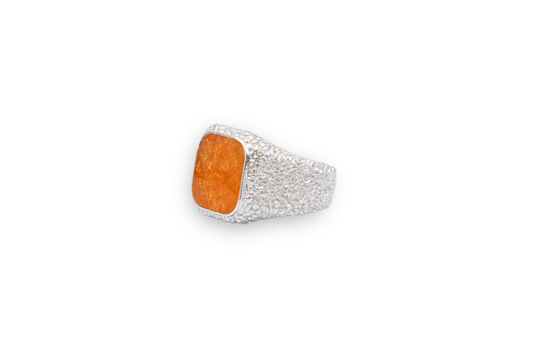 IX Crunchy Cushion Amber Enamel Ring Silver