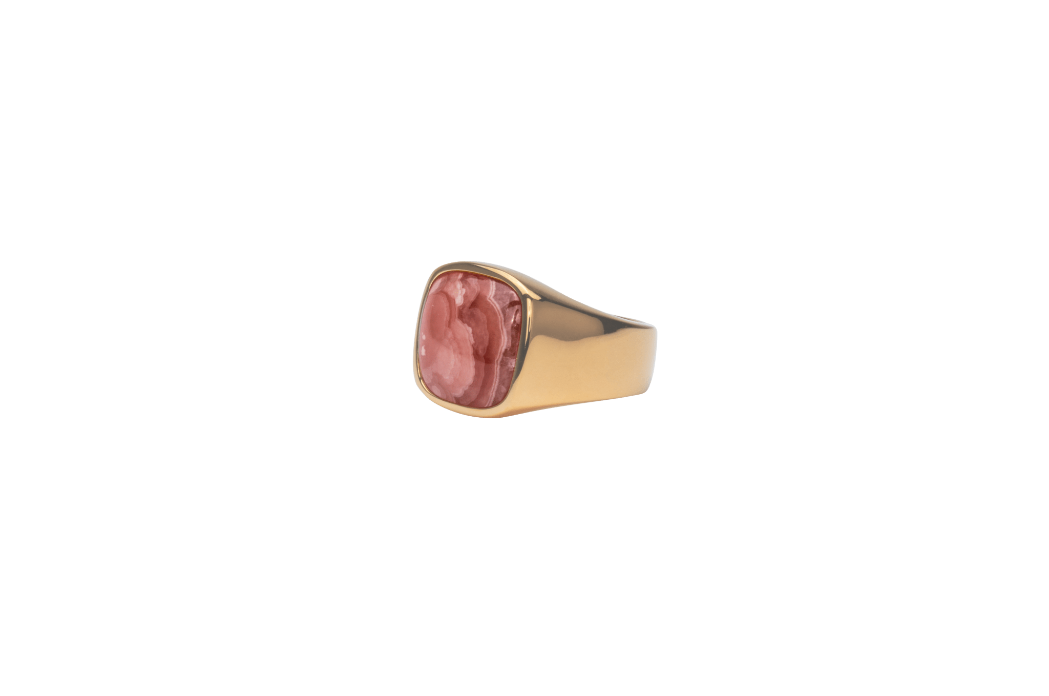 IX Cushion Signet Ring Rhodocrosite