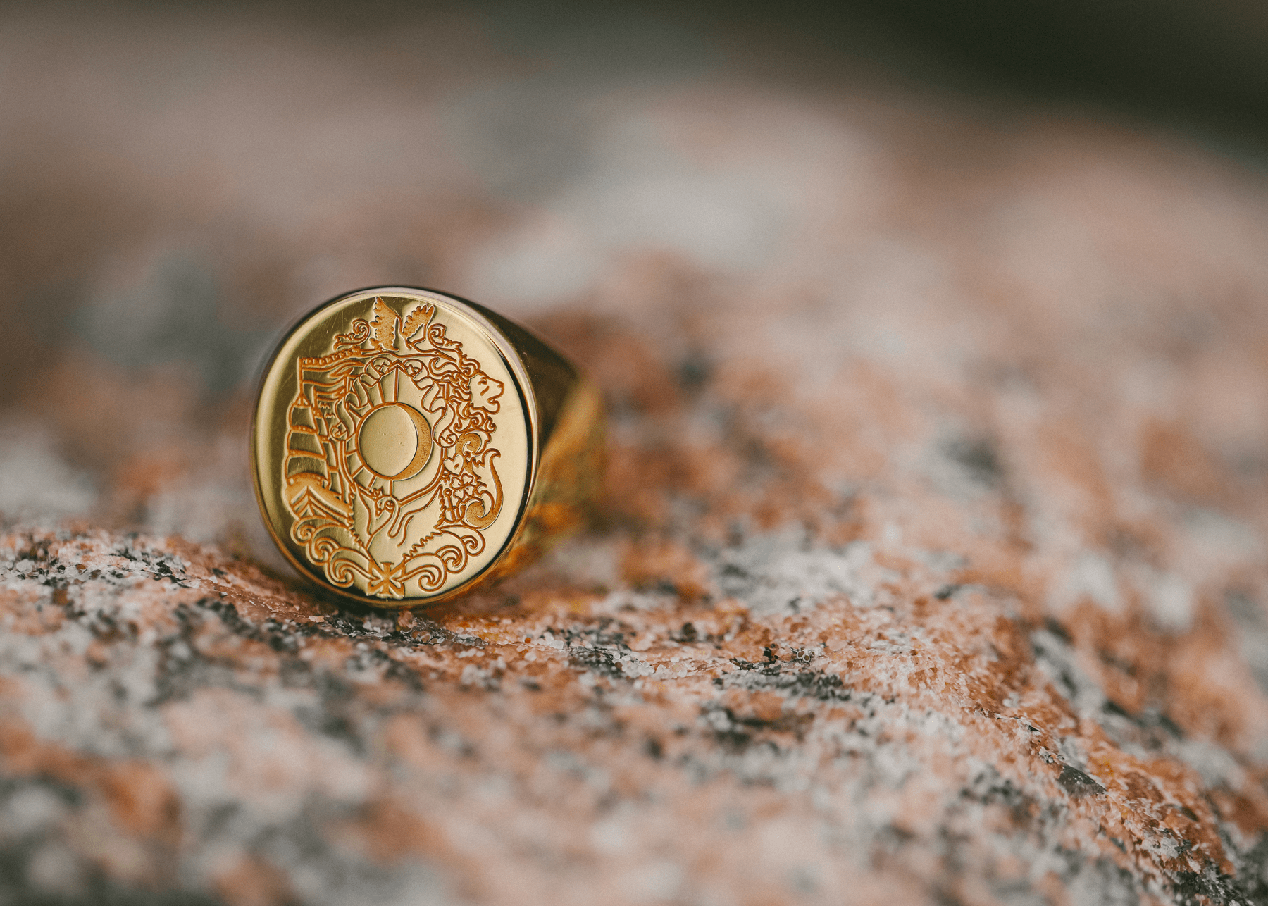 IX Oval Family Crest Signet Ring