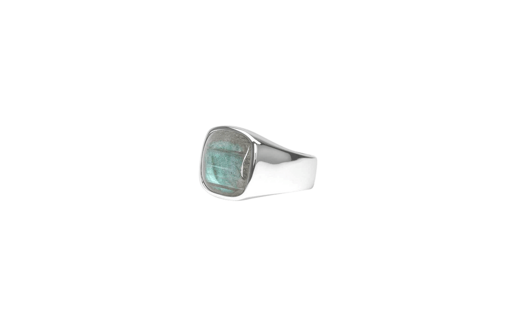 IX Cushion Signet Ring Labradorite Silver