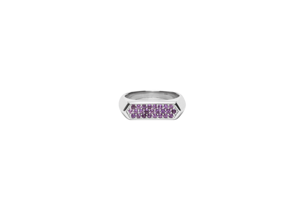 IX Mini Hexagon Ring Purple Silver