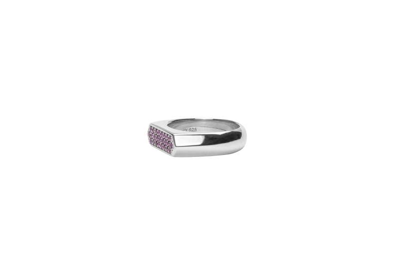 IX Mini Hexagon Ring Purple Silver