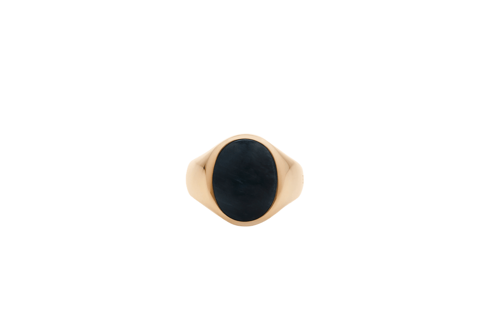 IX Oval Signet Ring Hawks Eye